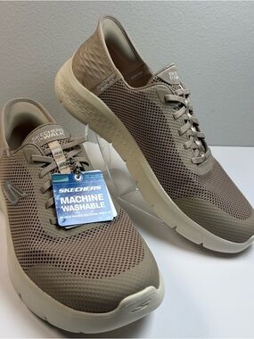 Skechers Go Walk - Men's Taupe Slip-On Lace Athletic Sneakers